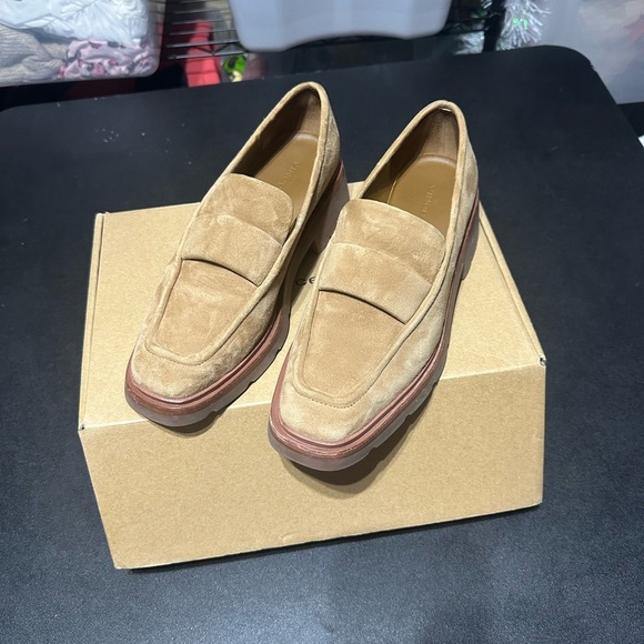Vince ROBIN Tan light Suede platform lug sole Loafers in box 9 - Picture 4 of 9